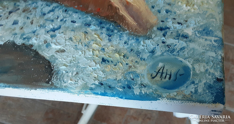 Antyipina Galina: Kagyló tengeri habbal. Olajfestmény, vászon. 70x50cm