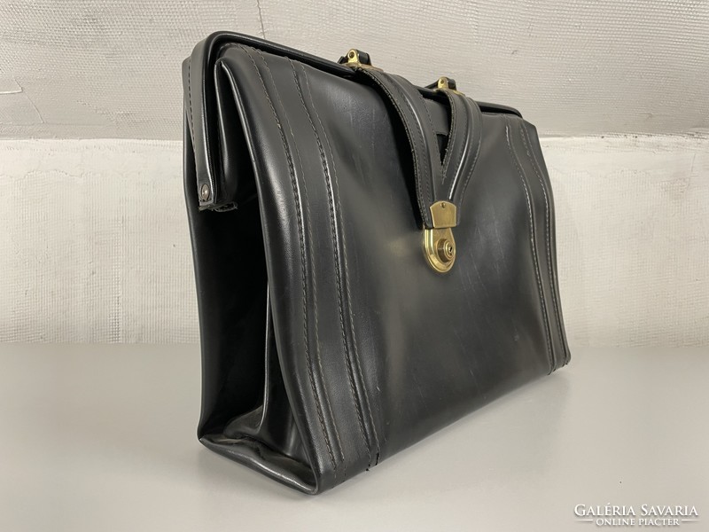 Old black leather briefcase - men's bag