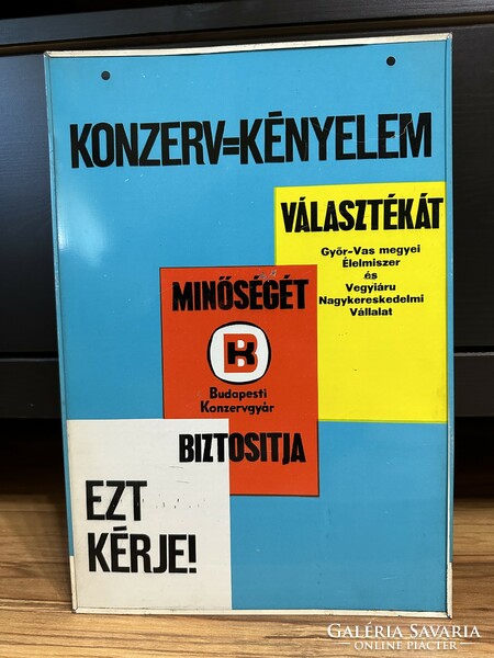 Budapesti Konzervgyár reklámtábla, lemeztábla