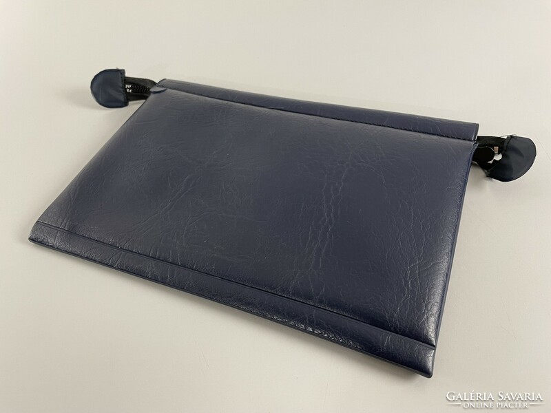 Savings cooperative - zippered faux leather file holder - blue color (1)