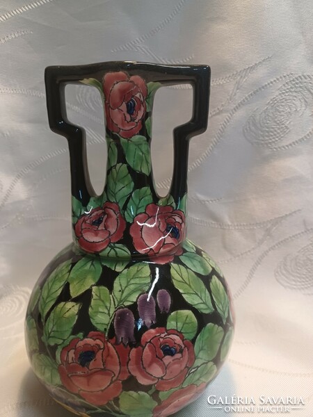 Painted-glazed earthenware vase