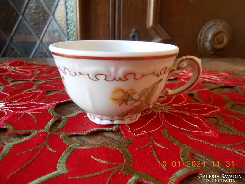 Zsolnay porcelain, coffee cup with yellow rose pattern