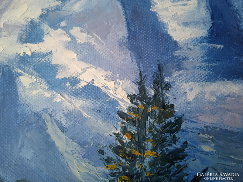 Antiypina galina: in the mountains. Oil painting, canvas, painter's knife. 50X40cm