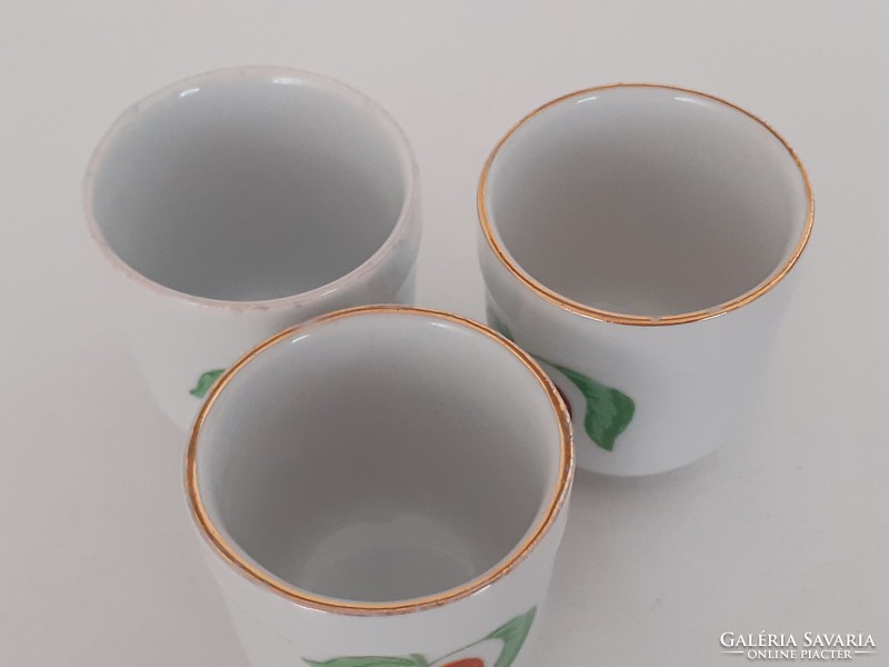 Old 3-piece lowland porcelain brandy glass with a peach pattern