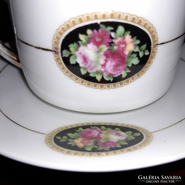 Secession pink medallion tea cup and base - art&decoration