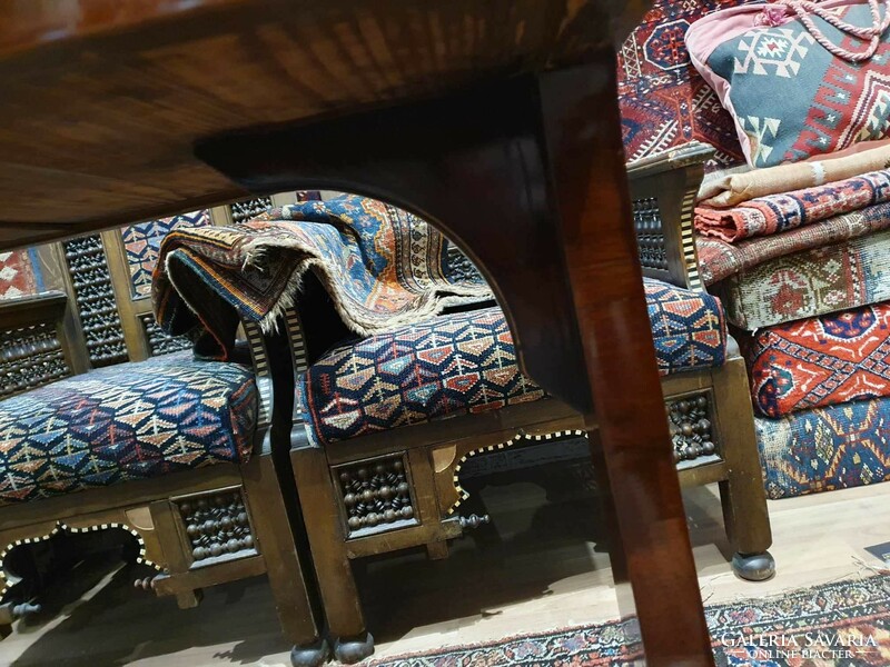 Biedermeier card table from the 1800s with a bone-colored post. It can even be used as a plain table