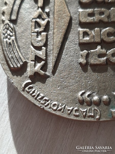 Majakovszkij idézetes bronz emlék plakett PÁRTUNKÉRT XI.  Móricz szignóval