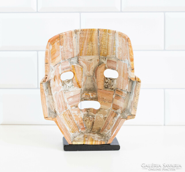 Maya / Aztec death mask - stone mosaic sculpture - sacred object from Mexico