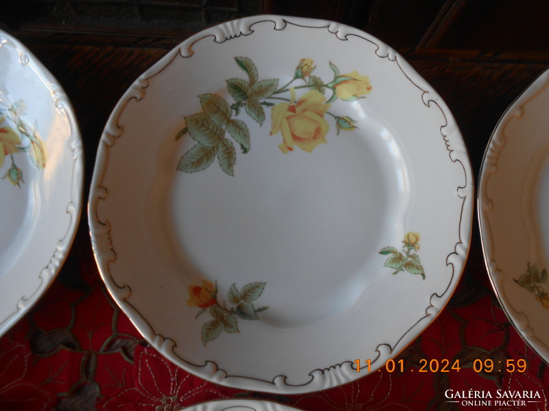 Zsolnay yellow rose pattern flat plate