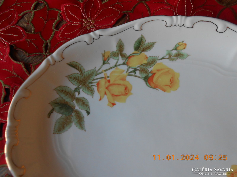 Zsolnay yellow rose pattern, roast / roast dish