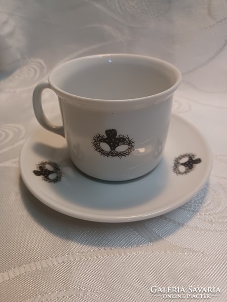 Kronester Bavarian porcelain, rooster cup with saucer plate