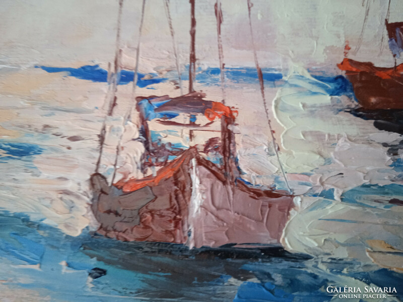 Antyipina Galina: Hajnal a tengeren. Olajfestmény, vászon, festőkés. 50x40cm