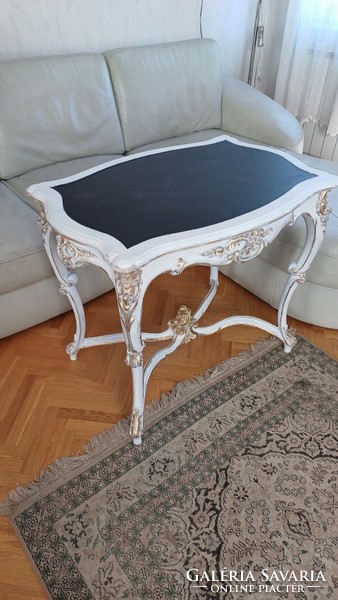Antique baroque table castle furniture salon smoking table console desk hand carved gold and white