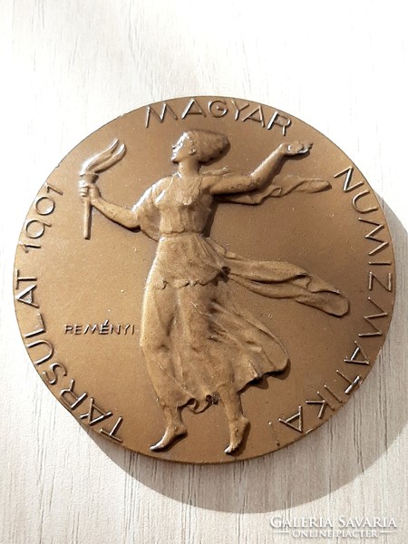 A Magyar Numizmatikai Társulat 60 éves bronz emlékérem Reményi József szignó 1961