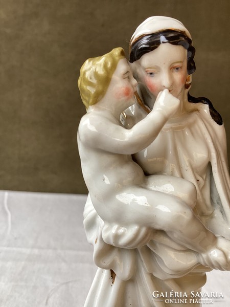 Virgin Mary with her baby antique porcelain statue 20 cm.