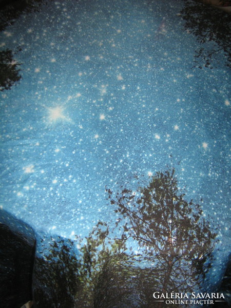Beautiful night sky forest silk fabric