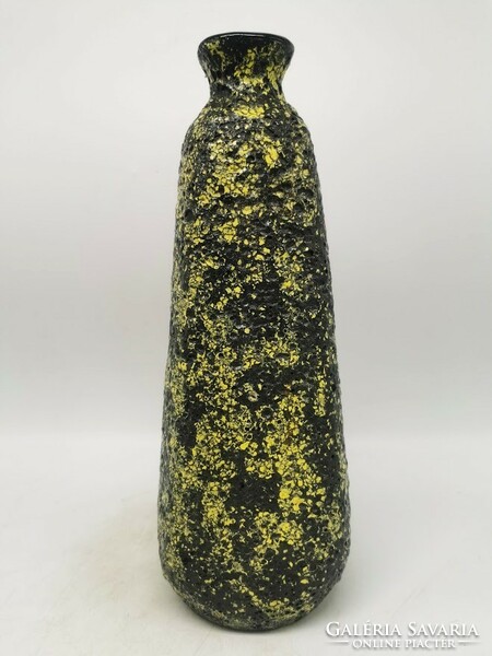 32,5 cm magas Bod Éva váza, retro iparművészeti kerámia, sárga