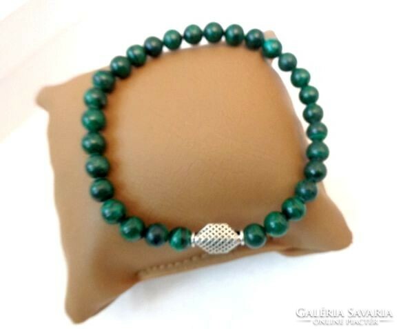 Malachite natural mineral bracelet with 925 silver decoration