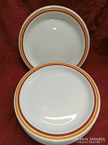 Alföldi porcelán sárga barna csíkos lapos tányér