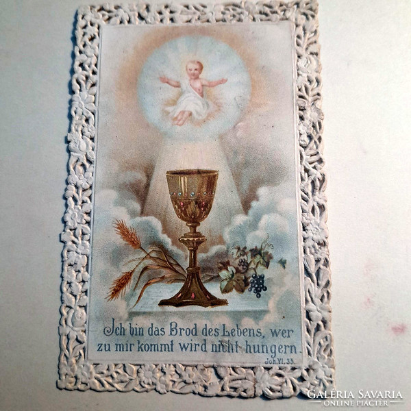 Gilded prayer book holy picture with lace edge - 9x5 - art&decoration