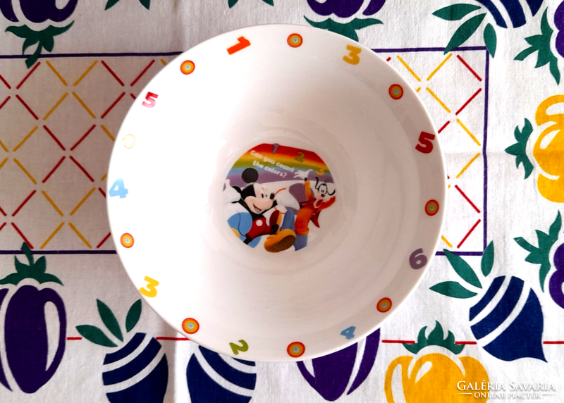 Retro Disney porcelán gyerek tányér -  Mickey és Goofy -