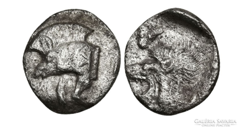 Antique Greek silver coin, mysia. Cyzic. BC 450-400