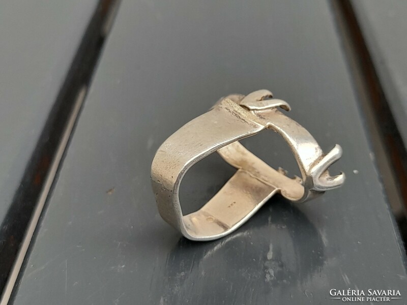 Silver defective incomplete thick heavy ring