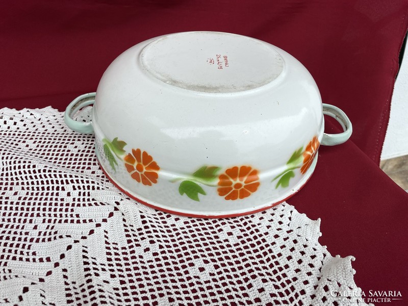 Bonyhádi 28 cm 2-handled enameled bowl with scones nostalgia piece village