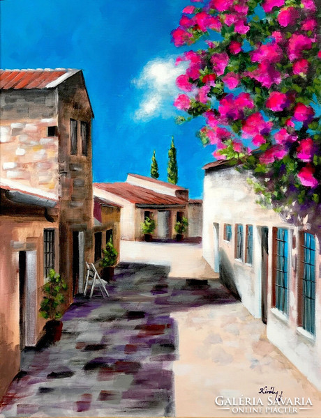 Mediterranean walk - acrylic painting - 75 x 58 cm