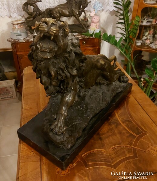 Antik hatalmas meseszép bronz oroszlán szobor!
