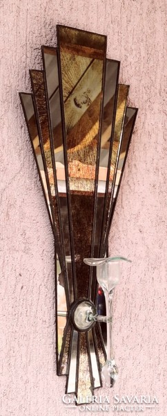 Modern art deco style hanging mirror flower or candle holder Venetian