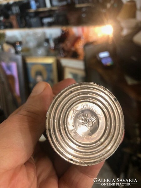 Silver salt and pepper holder, marked, heavy, height 15 cm.
