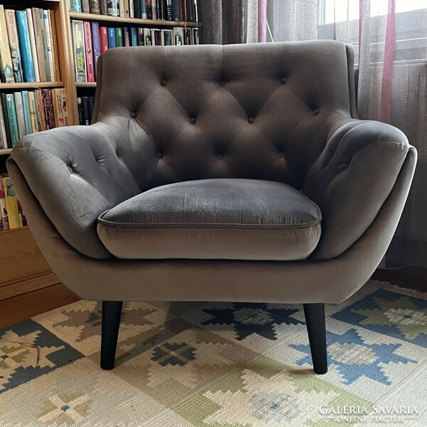 Chesterfield armchair (stylife), new velvet armchair in vintage style