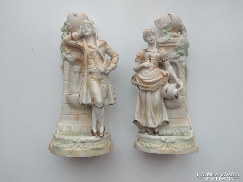 Biszkvit porcelán gyertyatartó pár