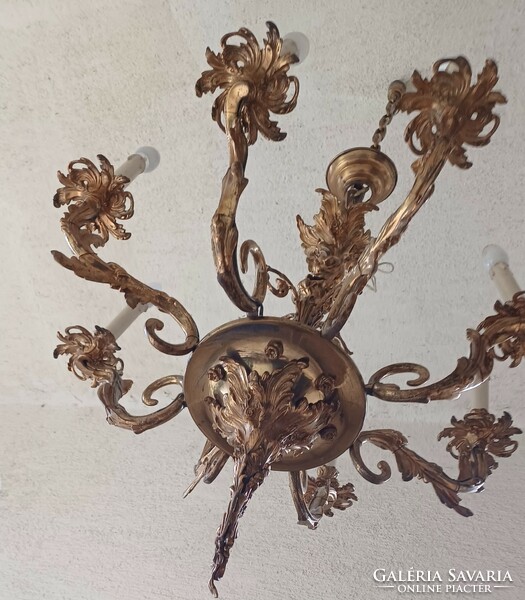 Antique huge gilded bronze chandelier, baroque rococo style beautiful heavy luxury chandelier.