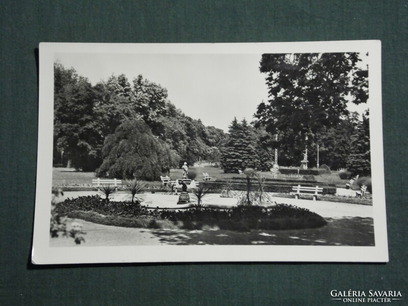 Postcard, Harkány spa park, fountain detail