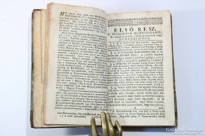 1782 - Maróthi György - Arithmetica, vagy számvetésnek mestersége RITKA Szép félbőr kötésben !!
