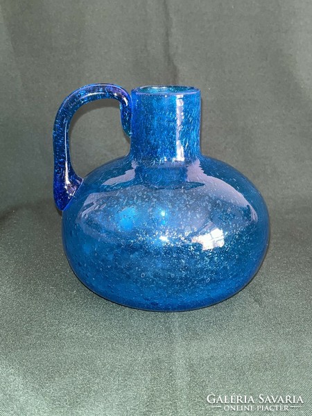 Blue bubble glass jug 14 cm (u0005)