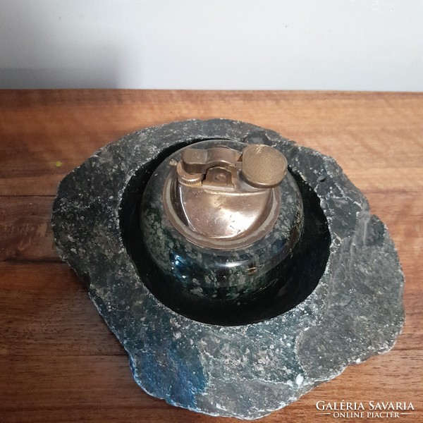 Lighter set copper granite ashtray antique