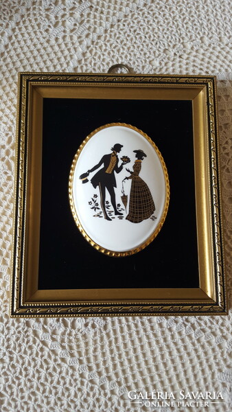 Old, hand-made silhouette porcelain pictures 2 pcs.