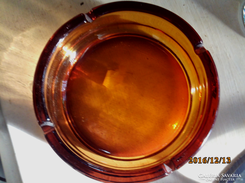 Retro amber glass ashtray ashtray