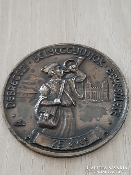 25 years old Debrecen stamp collectors' association commemorative plaque, medal
