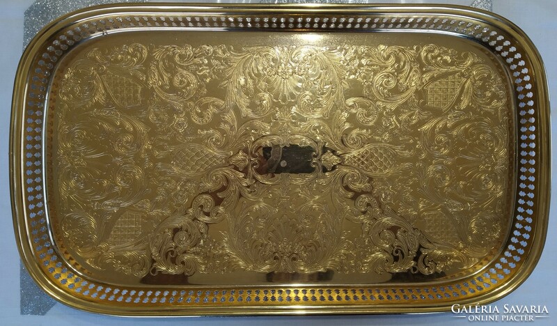 Huge scandia gold / guld 24 carat. Gold-plated tray