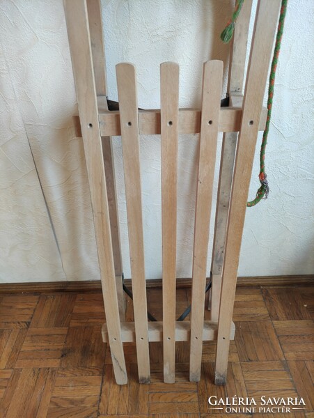 Retro two-person wooden sled from the legacy of Inke László and Márta