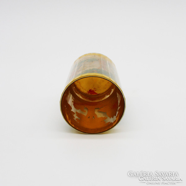​Zwischengoldglas, vadászmotivumos témájú üvegpohár- M429
