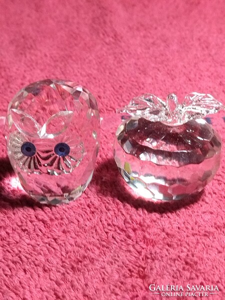 2 pieces of beautiful crystal ornament 1 piece of owl 1 piece of apple