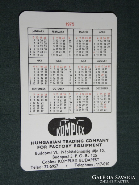Card calendar, complex factory equipment trading company, Budapest, ceramics, 1975, (5)