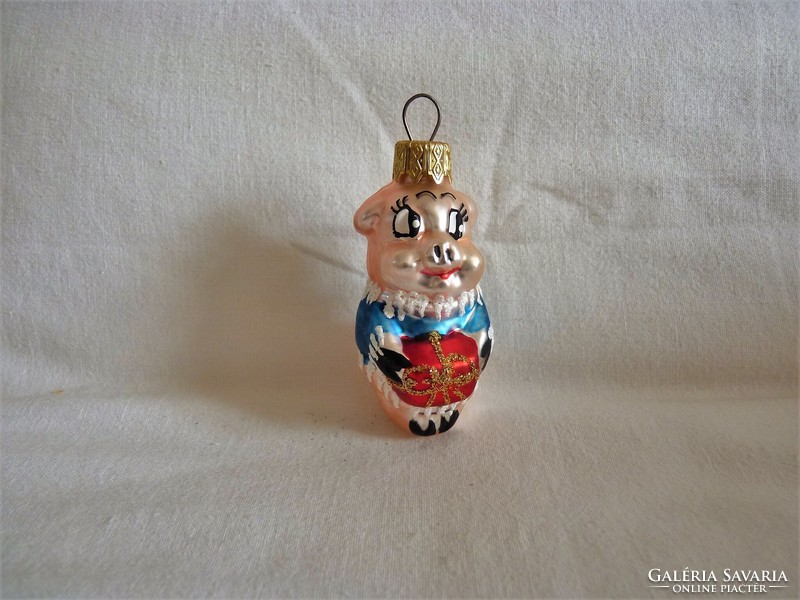 Retro-style glass Christmas tree decoration - little pig!