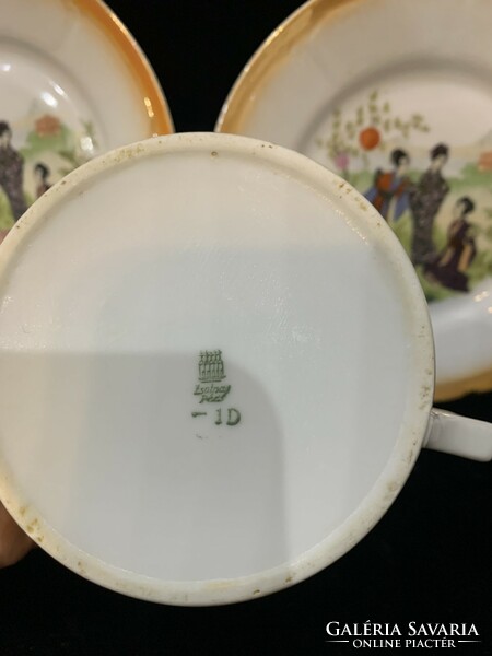 Lüsztermázas japàn mintás Zsolnay csésze és 3 db alátét egyben/külön
