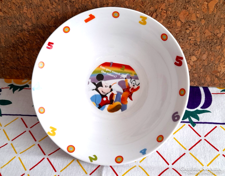 Retro disney porcelain children's plate - mickey and goofy -